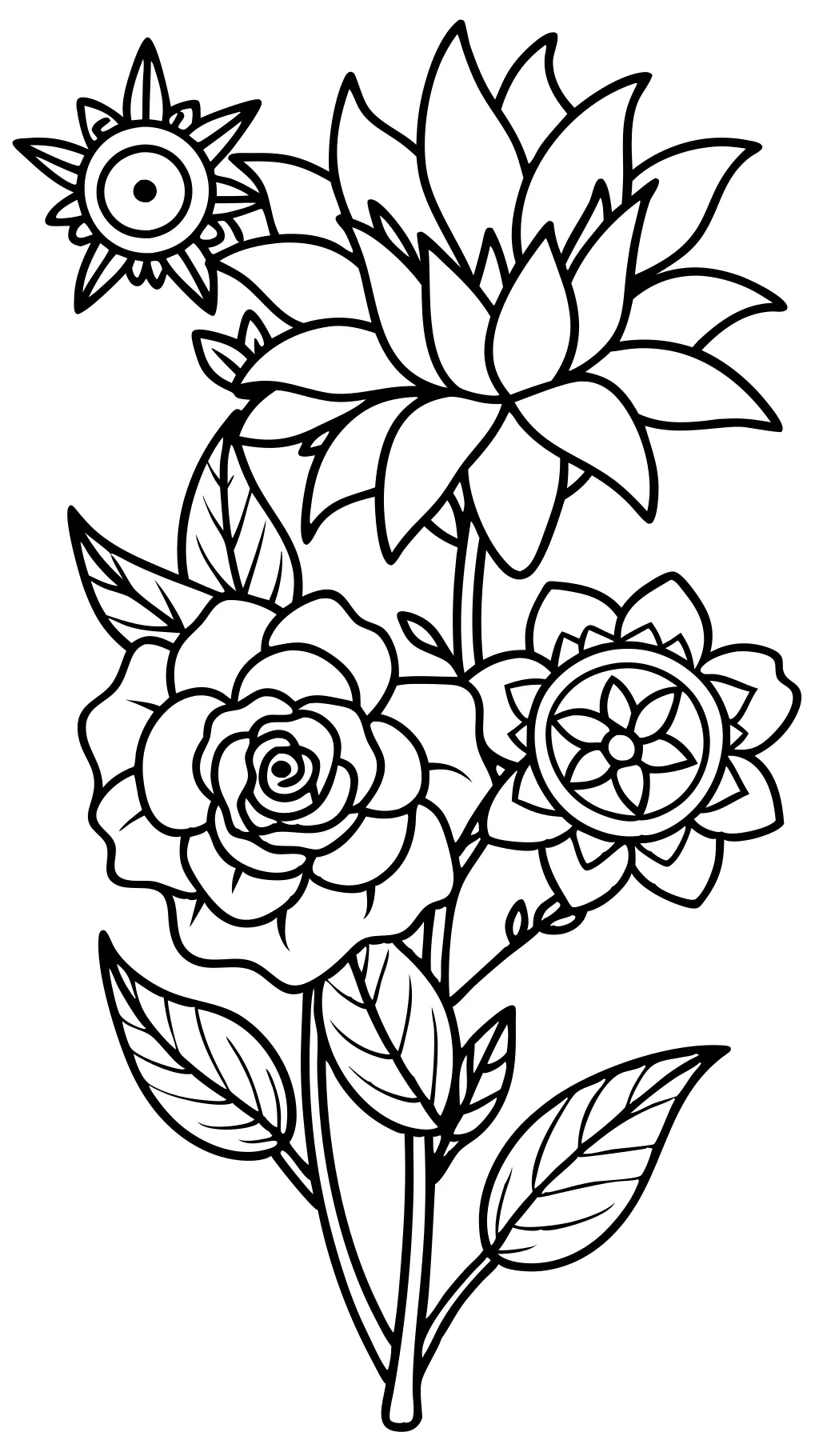 coloring pages of flowers and roses